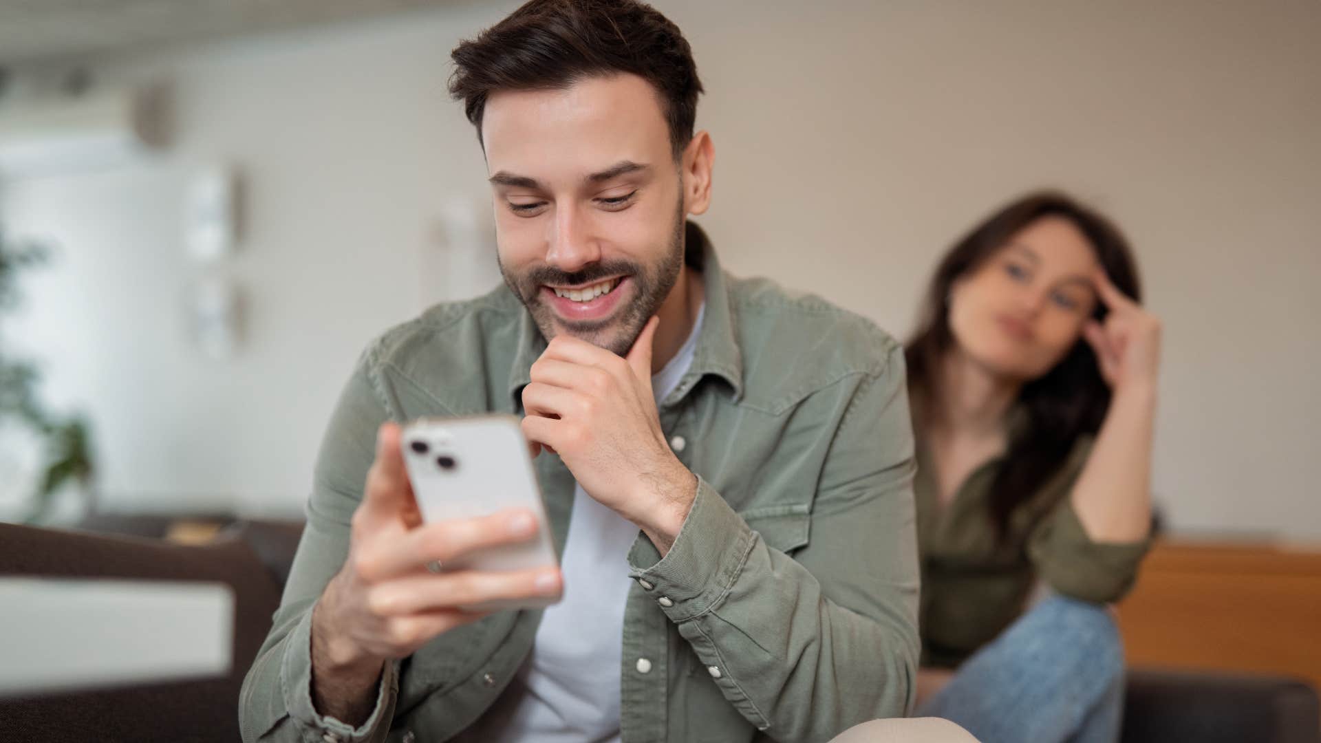 rude husband ignoring wife he considers beneath him