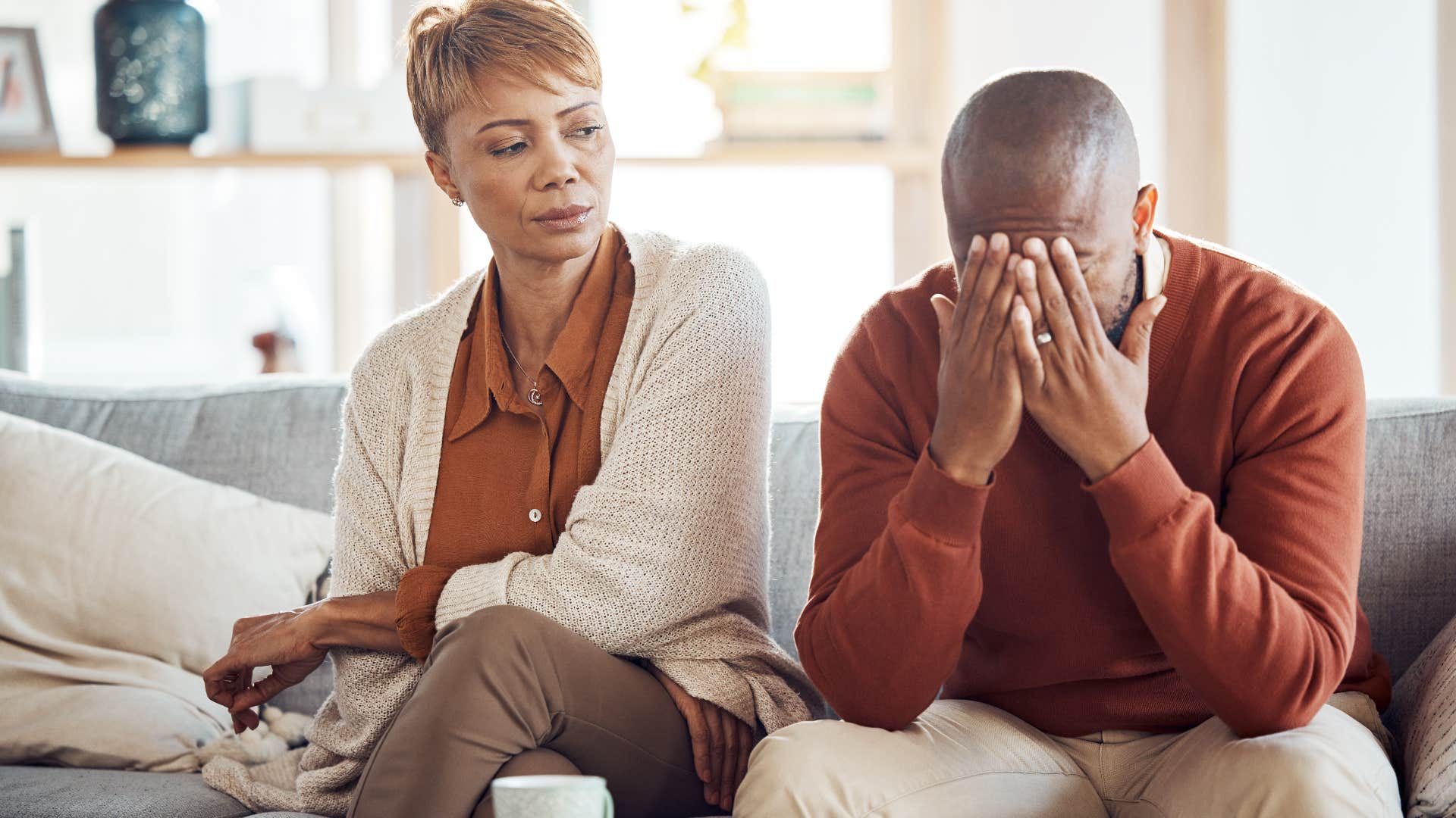 husband asking his wife if they can talk about this later