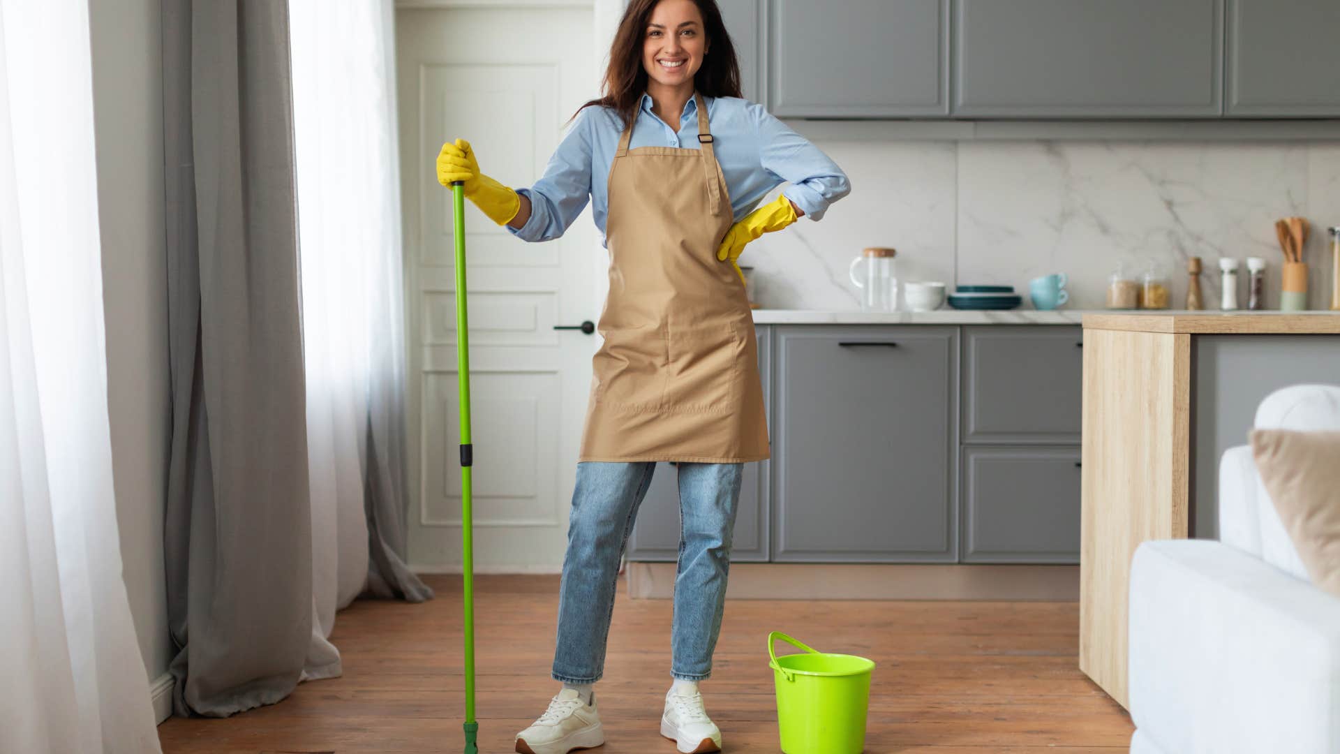 Wife who is a good woman doing chores for her family