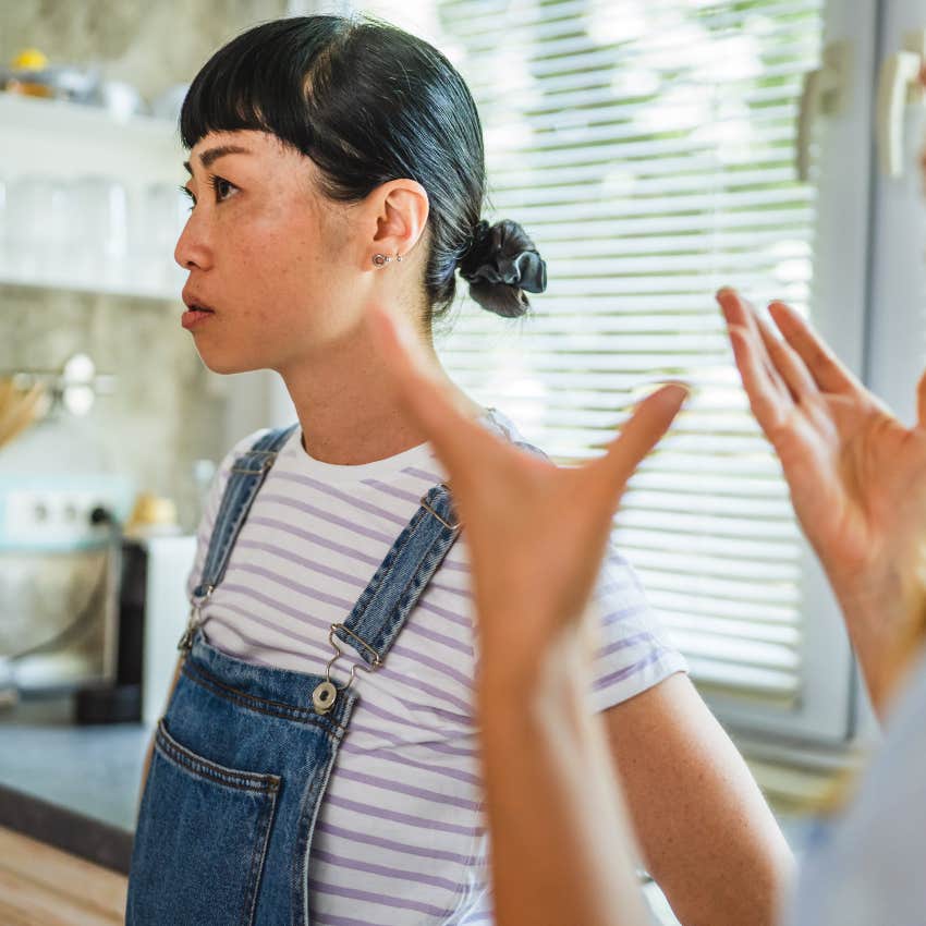 unhappy woman in a petty argument