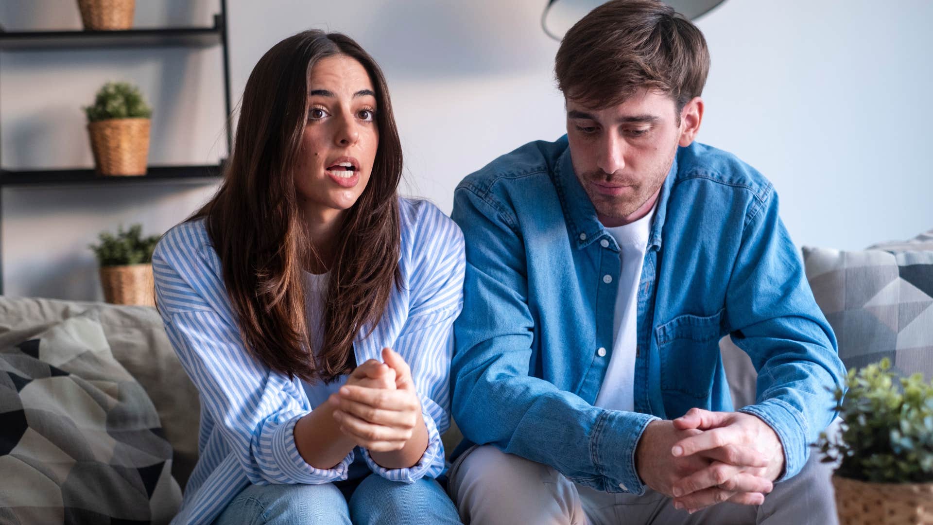 passive-aggressive woman saying I'll just do it myself to her husband