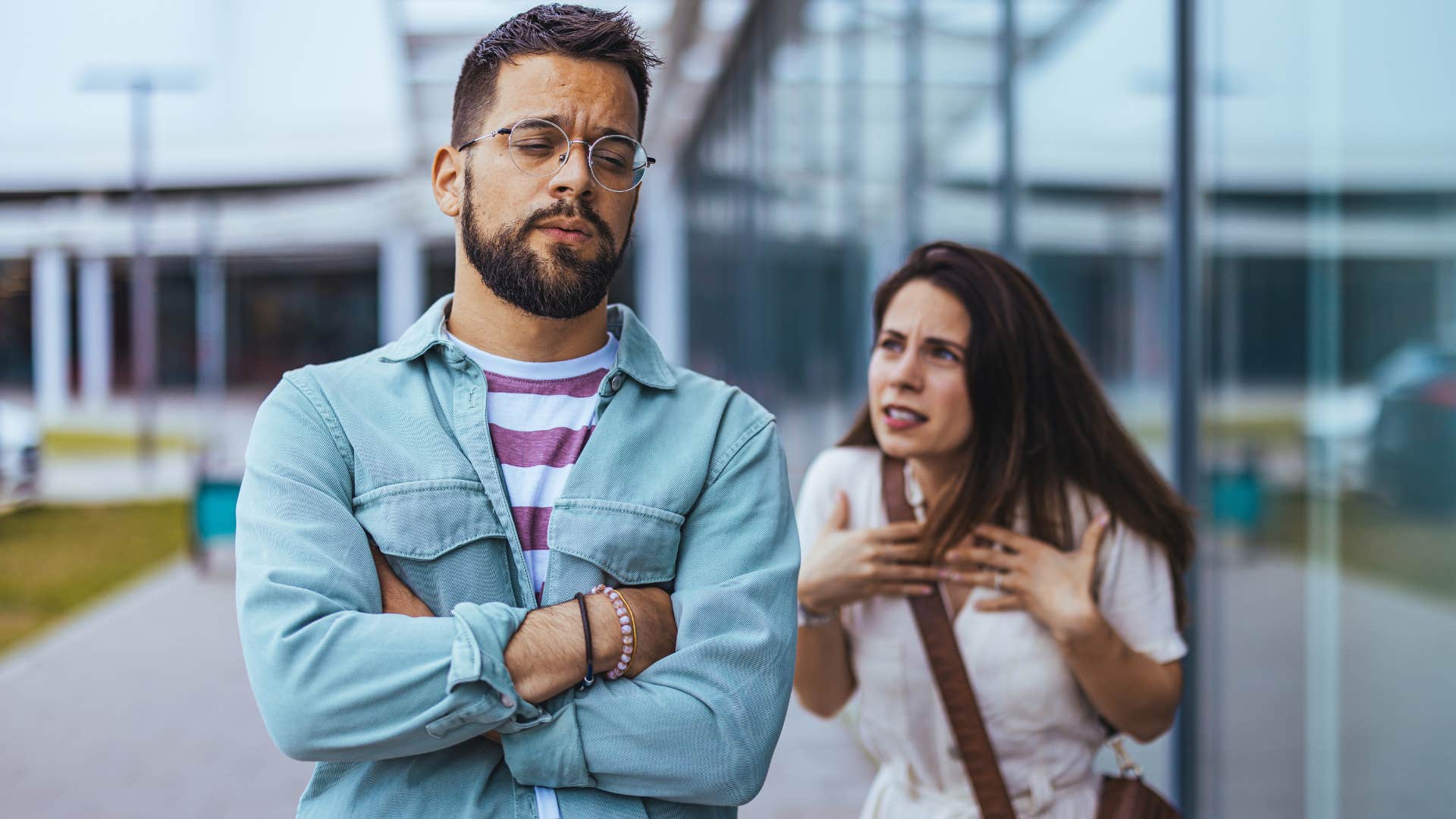 rude woman telling upset husband I'm used to it