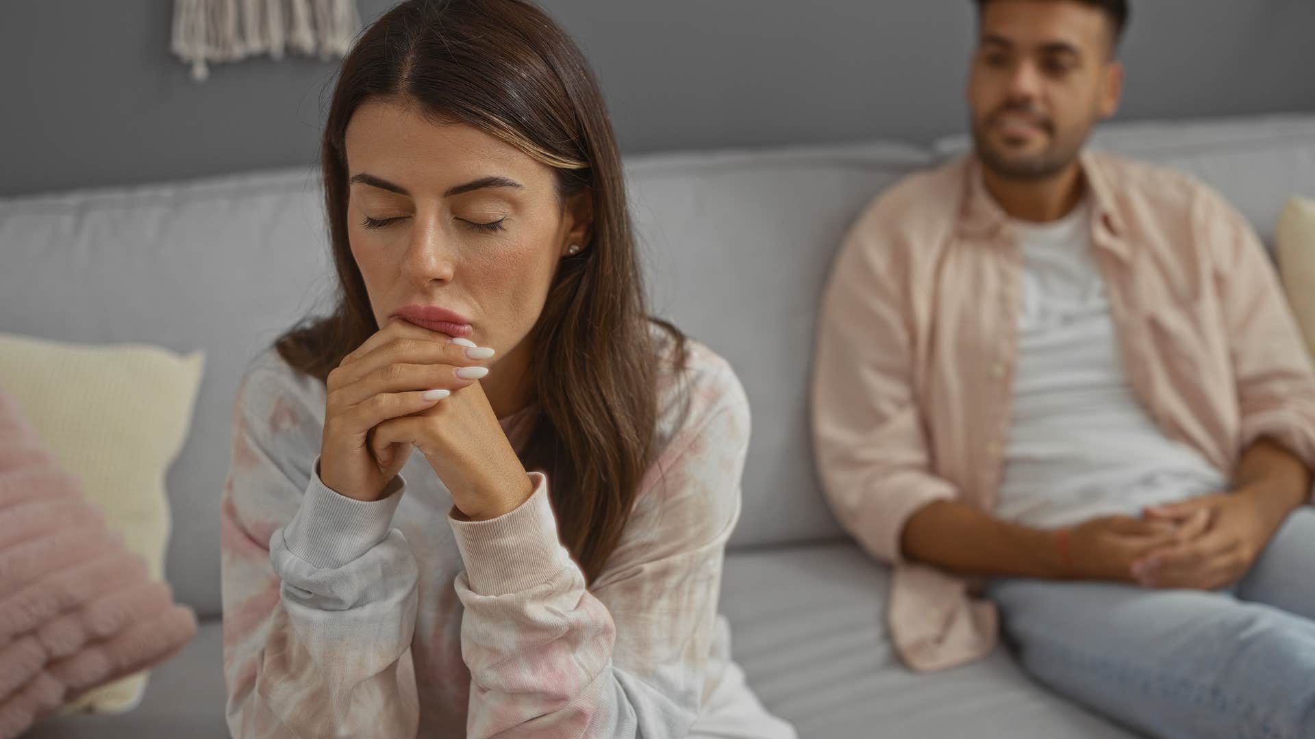 annoyed woman telling husband you remembered that's shocking