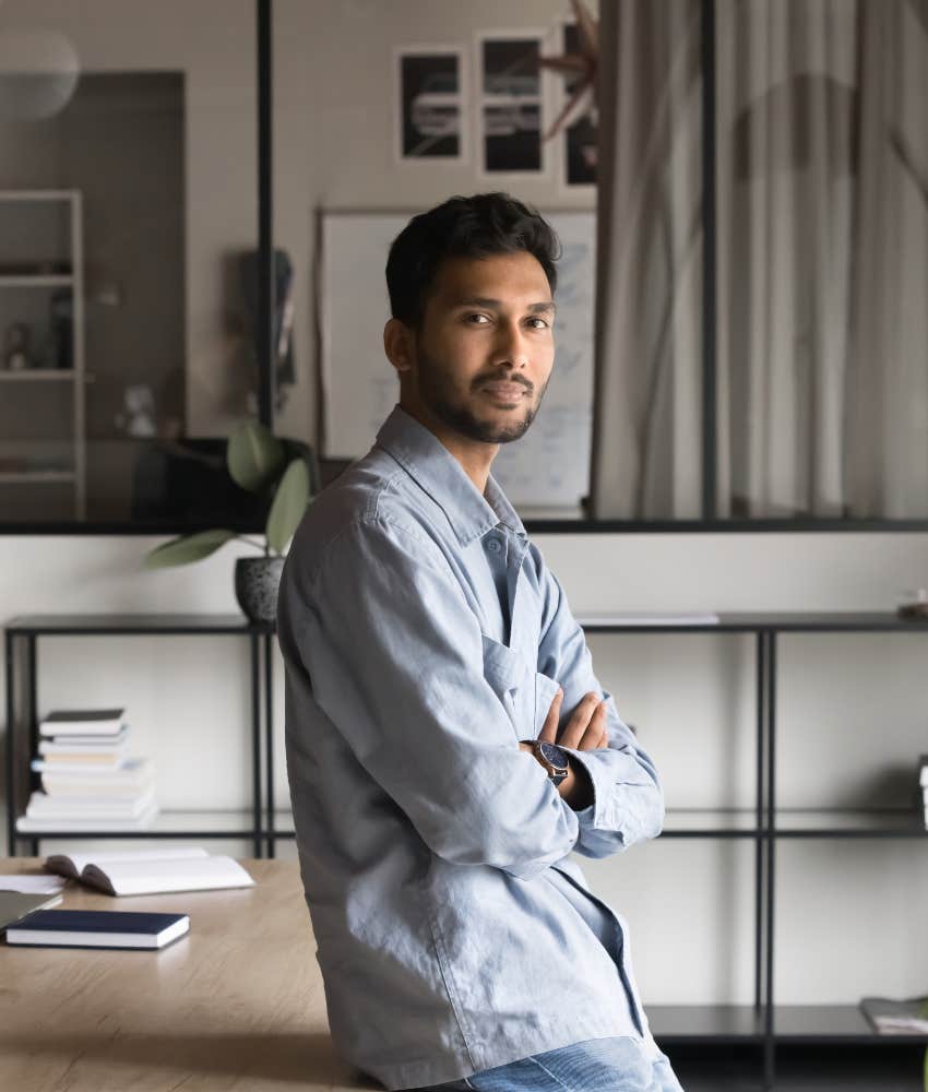 serious millennial man being independent