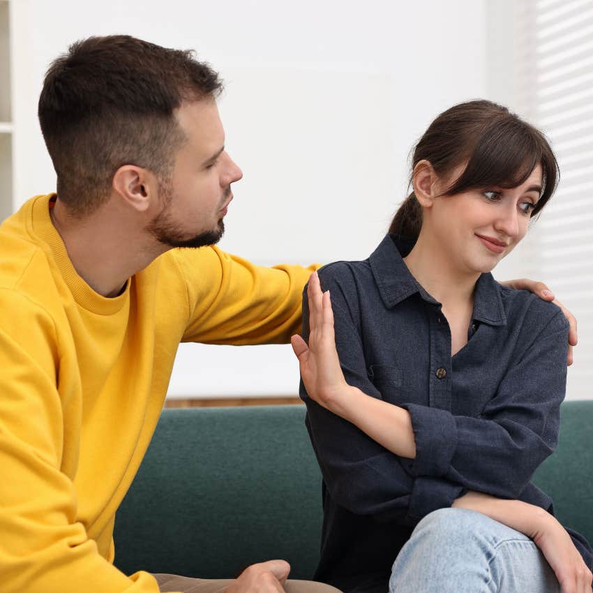 woman who is letting down someone gently by kindly saying thank you but no thank you