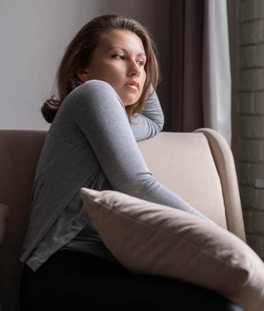 woman lonely at home without her husband's affection