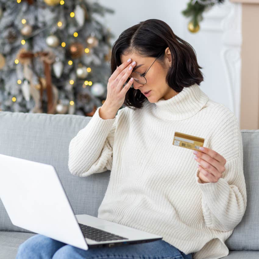 Woman afraid of overspending during the holiday season