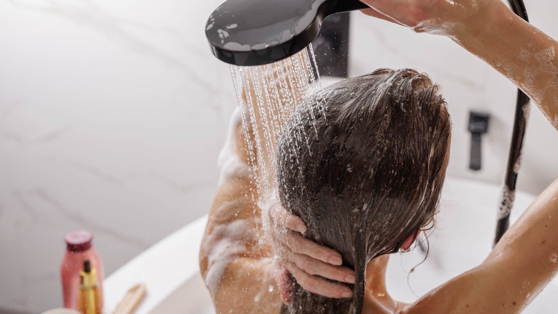 woman who takes a hot shower in the evening