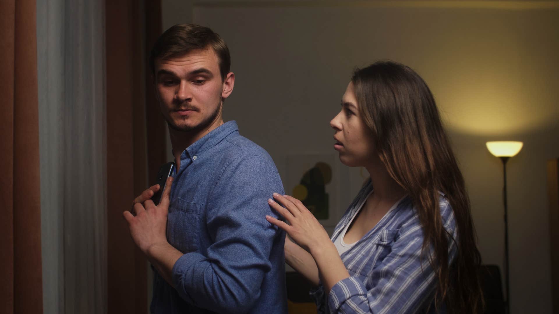 man who will never be woman's person as he hides his phone