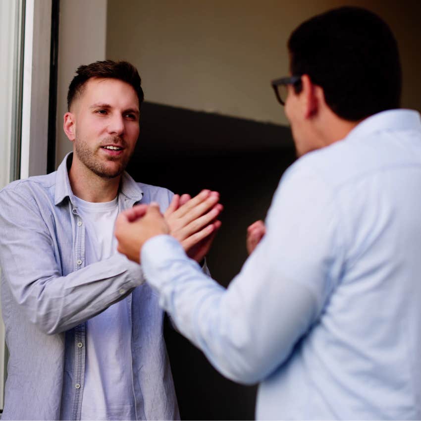 miserable man picking a fight with his friend
