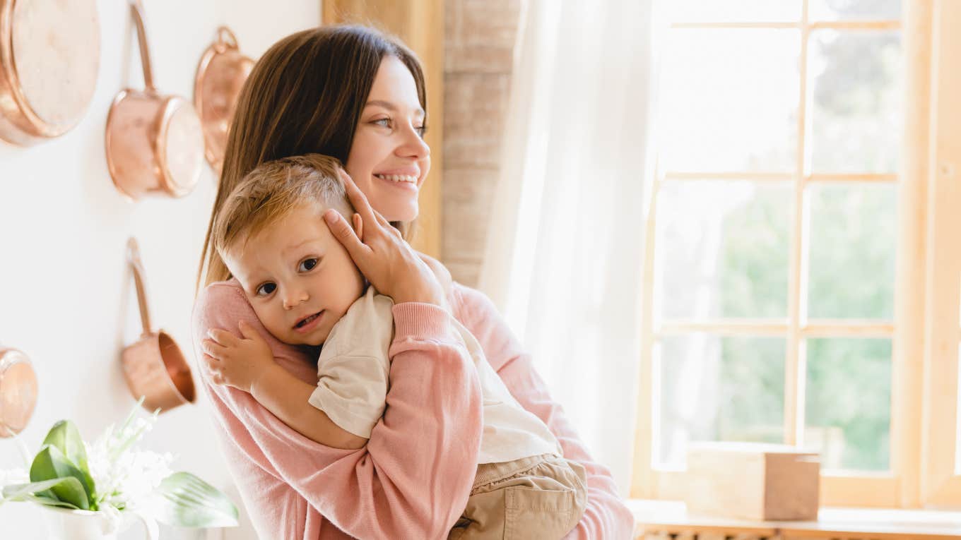 stay at home mom taking care of child