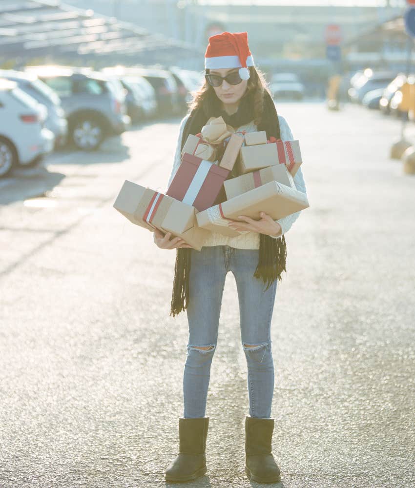 Overwhelmed woman who needs the thoughtful gift list for kids that are free or affordable