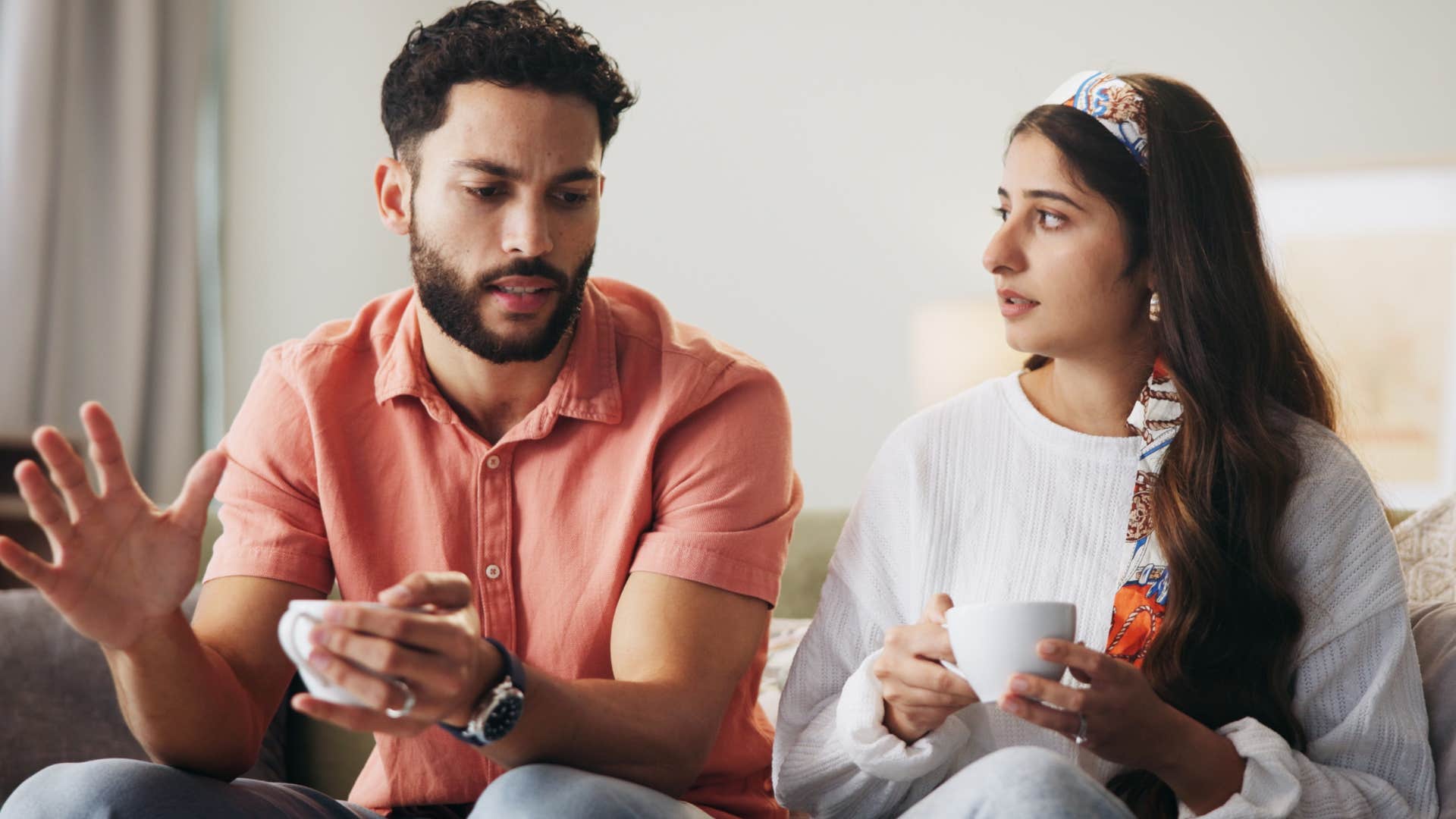 inconsistent man talking to his partner