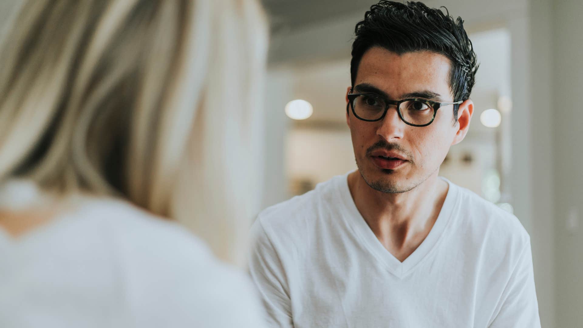 fake man who never changes talking to his partner