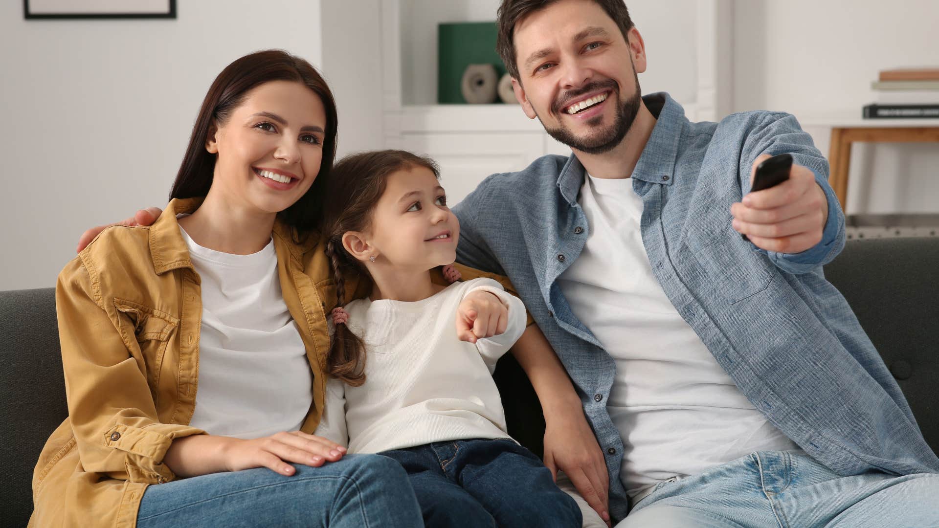 family watching tv together