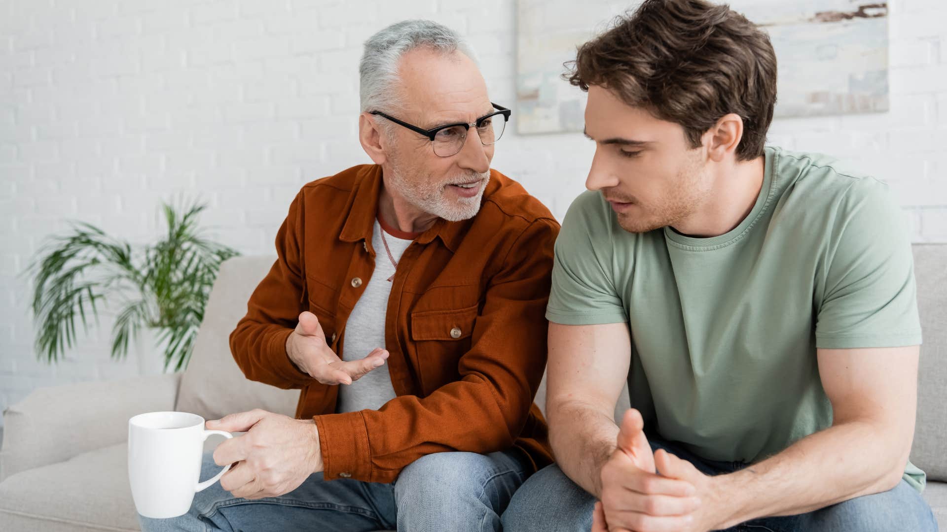 rude father saying can't you take a joke to his offended adult son