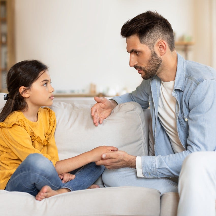 father who raise kids who openly talk about their feelings as he helps them realize there are multiple emotions