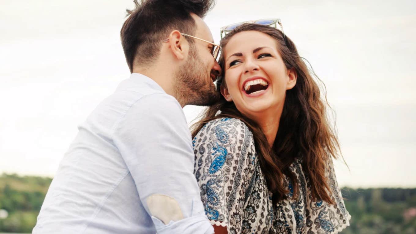 Happy couple falling in love hoping for a better relationship 