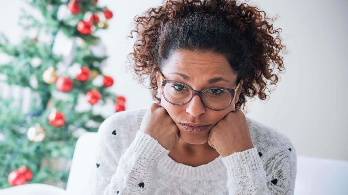 sad woman struggling during holiday season