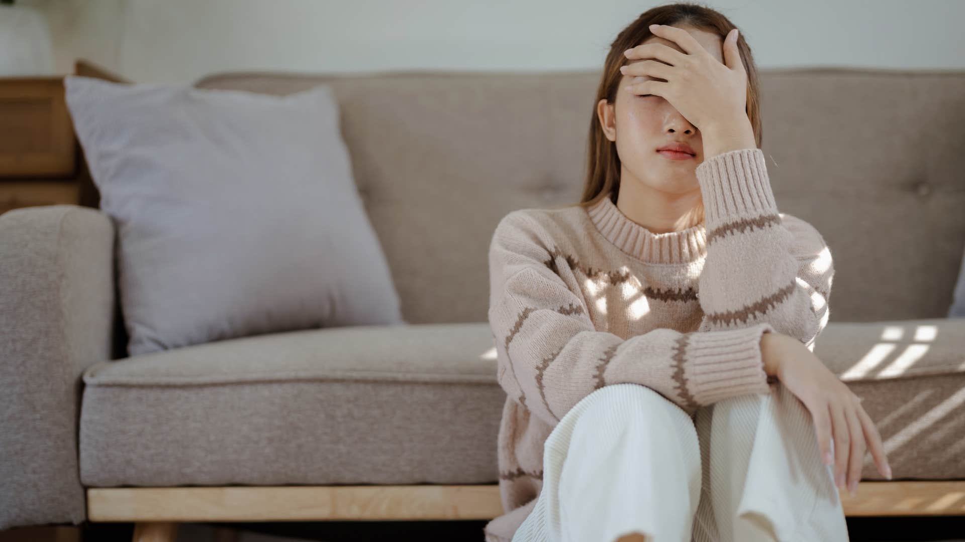 tired woman suffering from social burnout