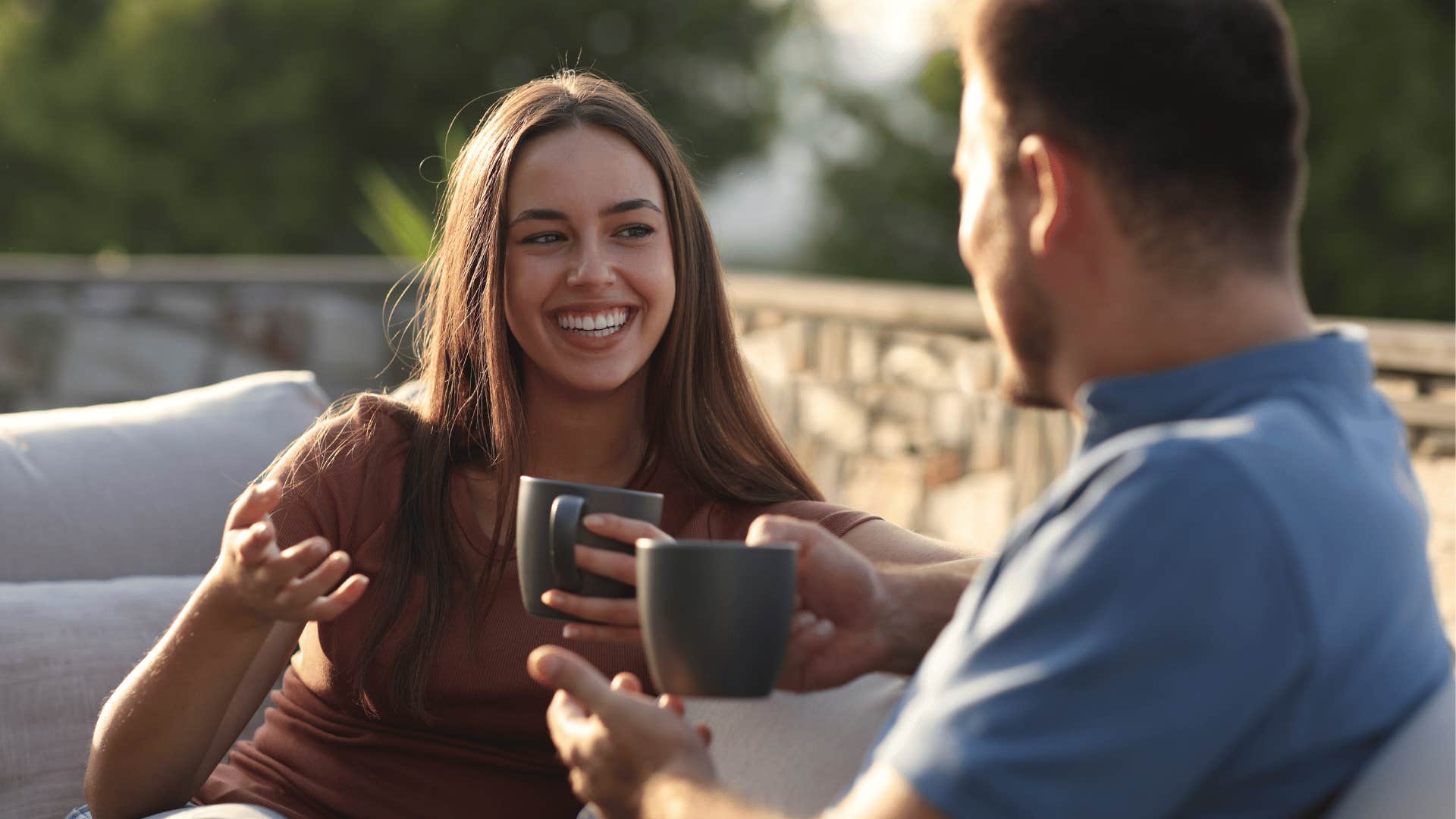 woman with actual class asking a man to tell her something he's looking forward to