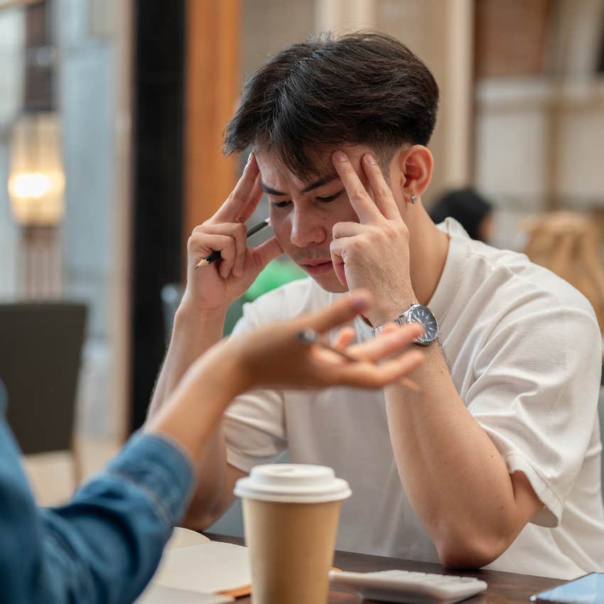 Man saying "you wouldn't understand" to his friend.