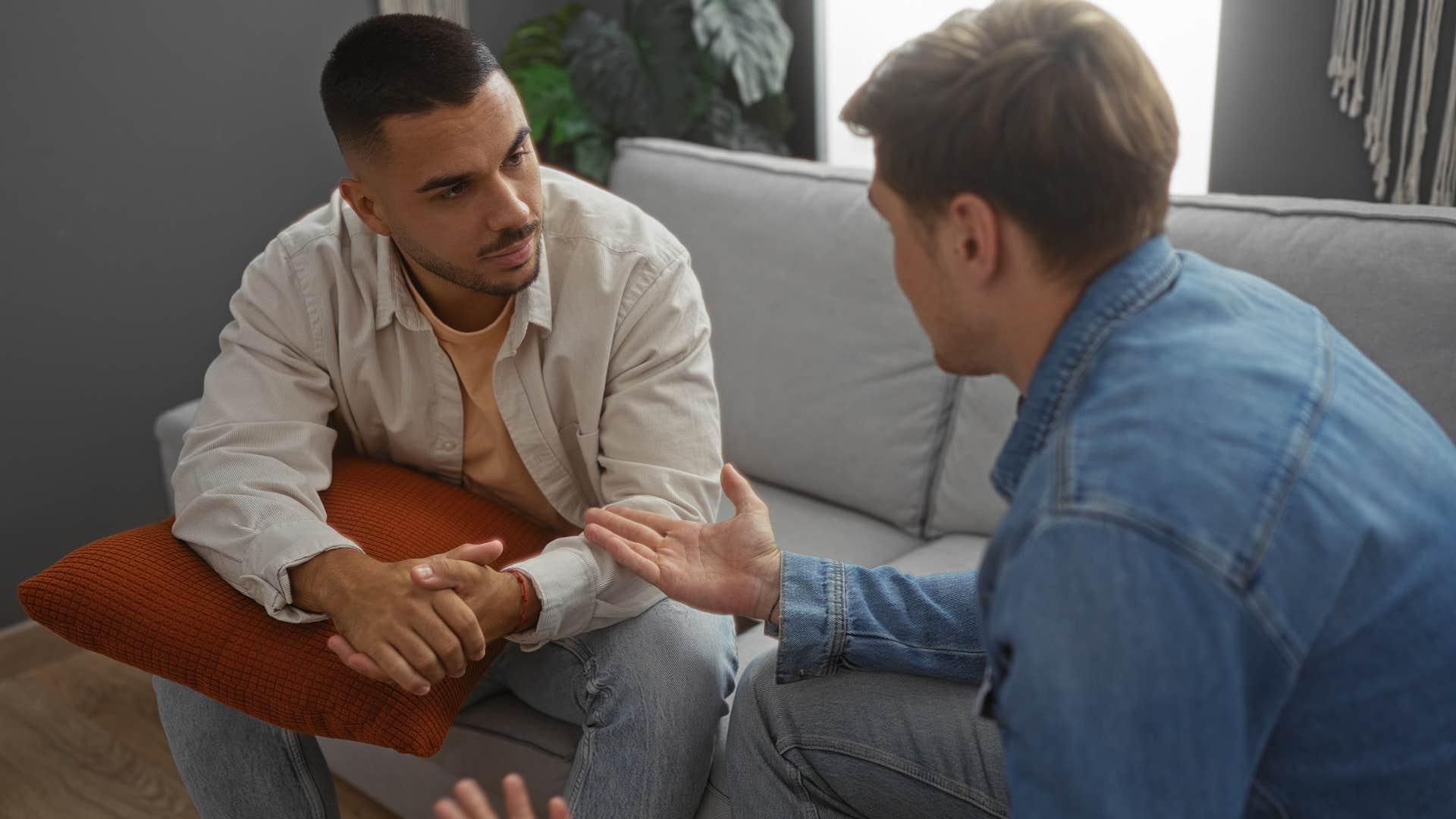 wealthy man saying people just don't want to work hard to his friend