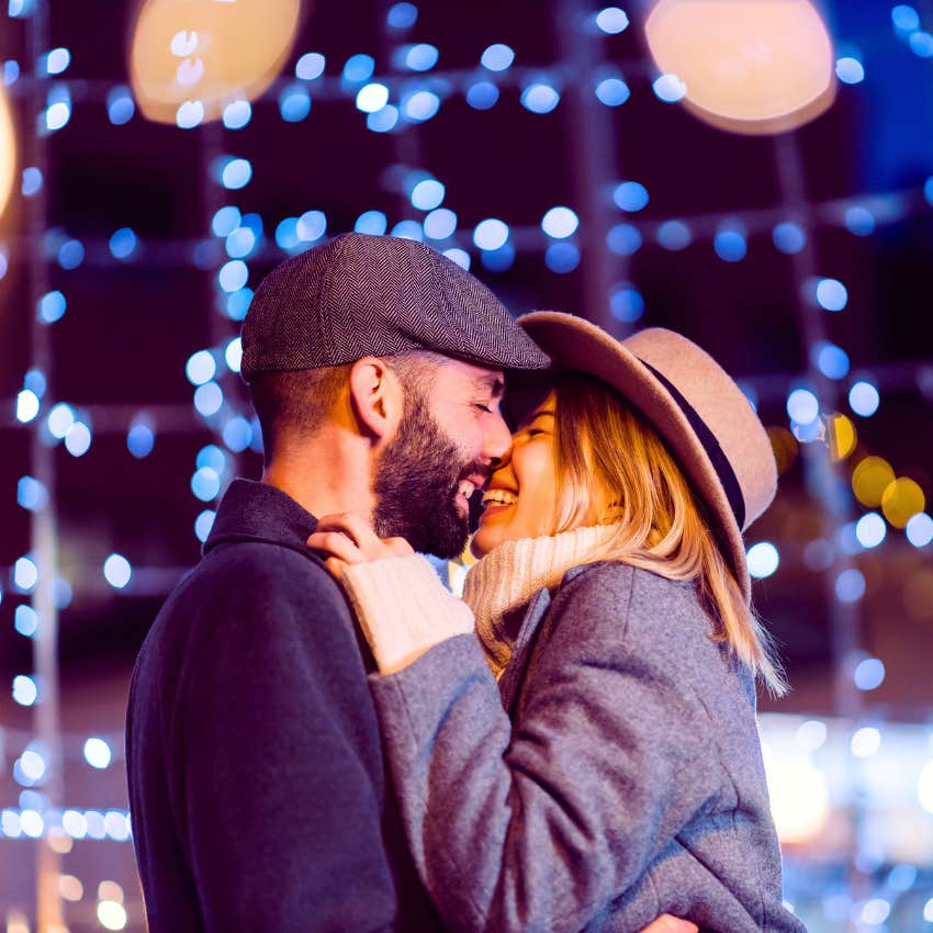 couple sharing a new year's kiss that meets their expectations