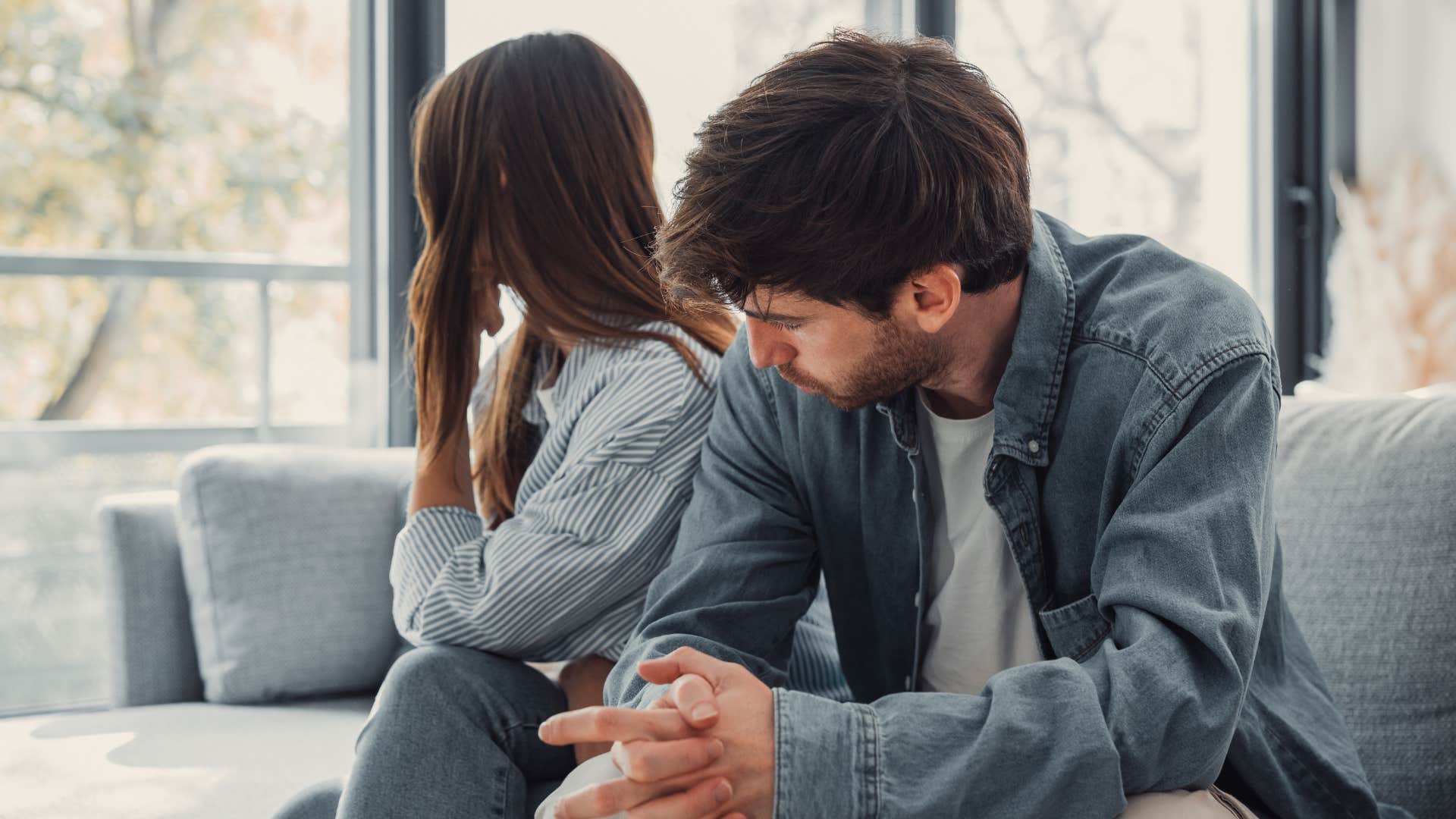 woman ignoring man as he attracts people who take more than they can give