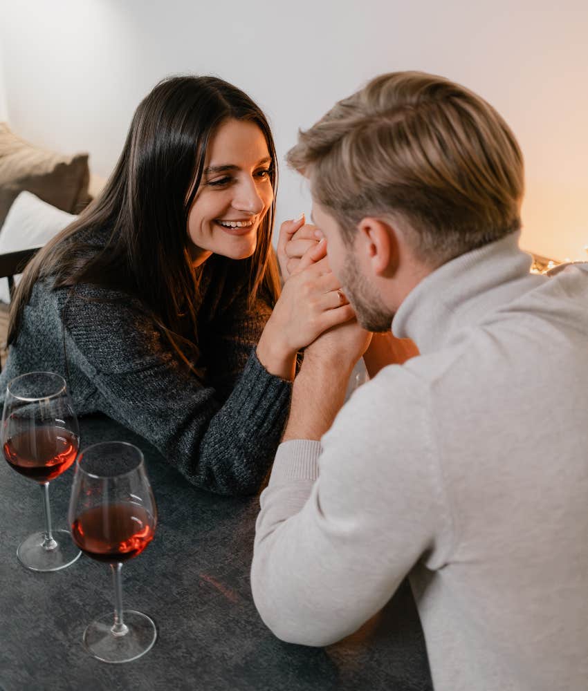 woman having dinner with ideal man