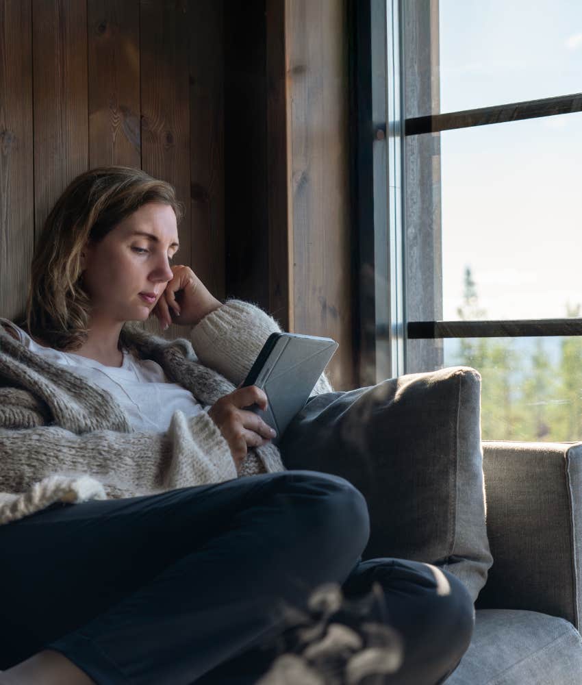 Woman who dreads going to parties and would rather stay home read highly intelligent