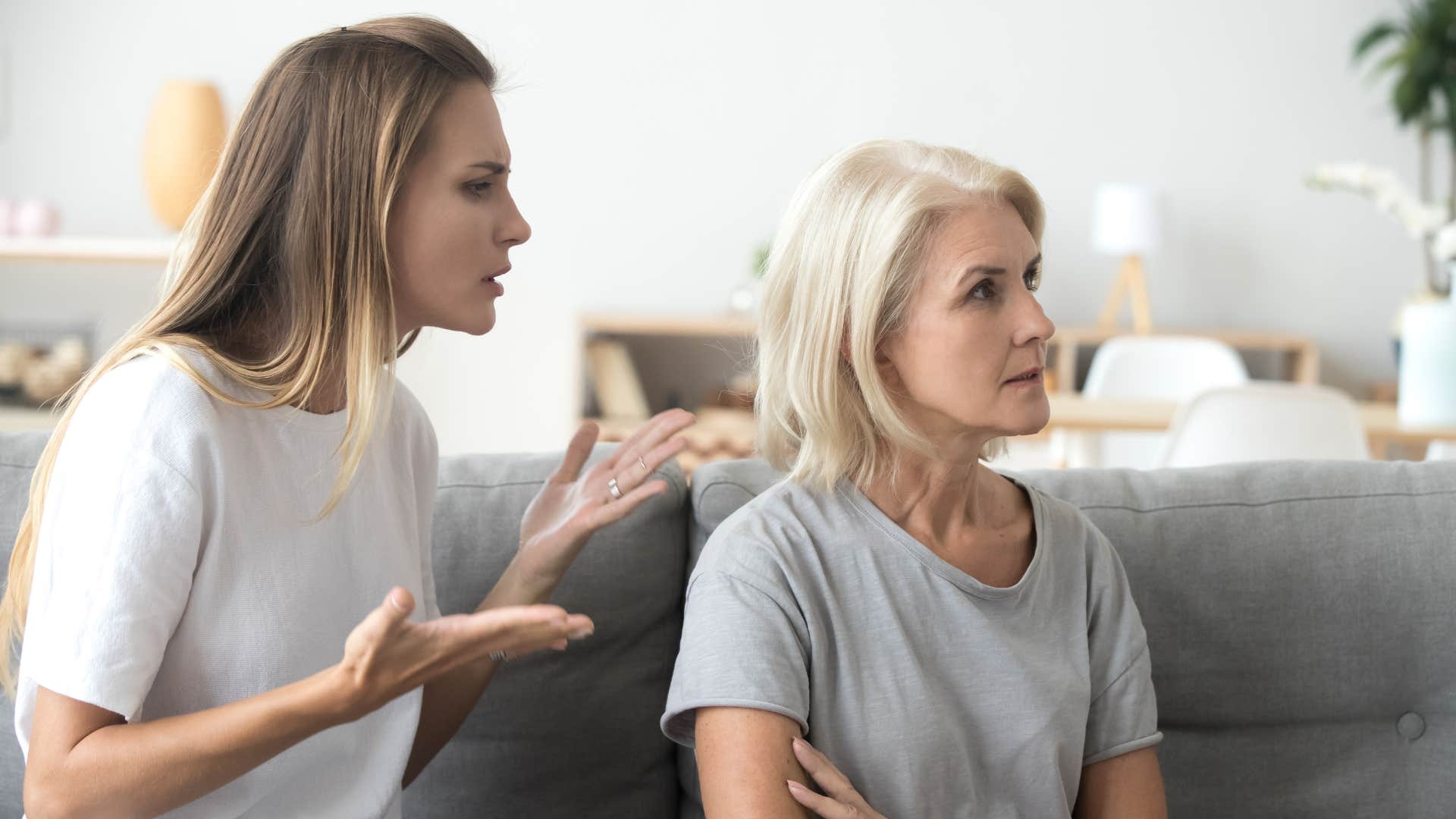 older mother refusing to answer daughter's question