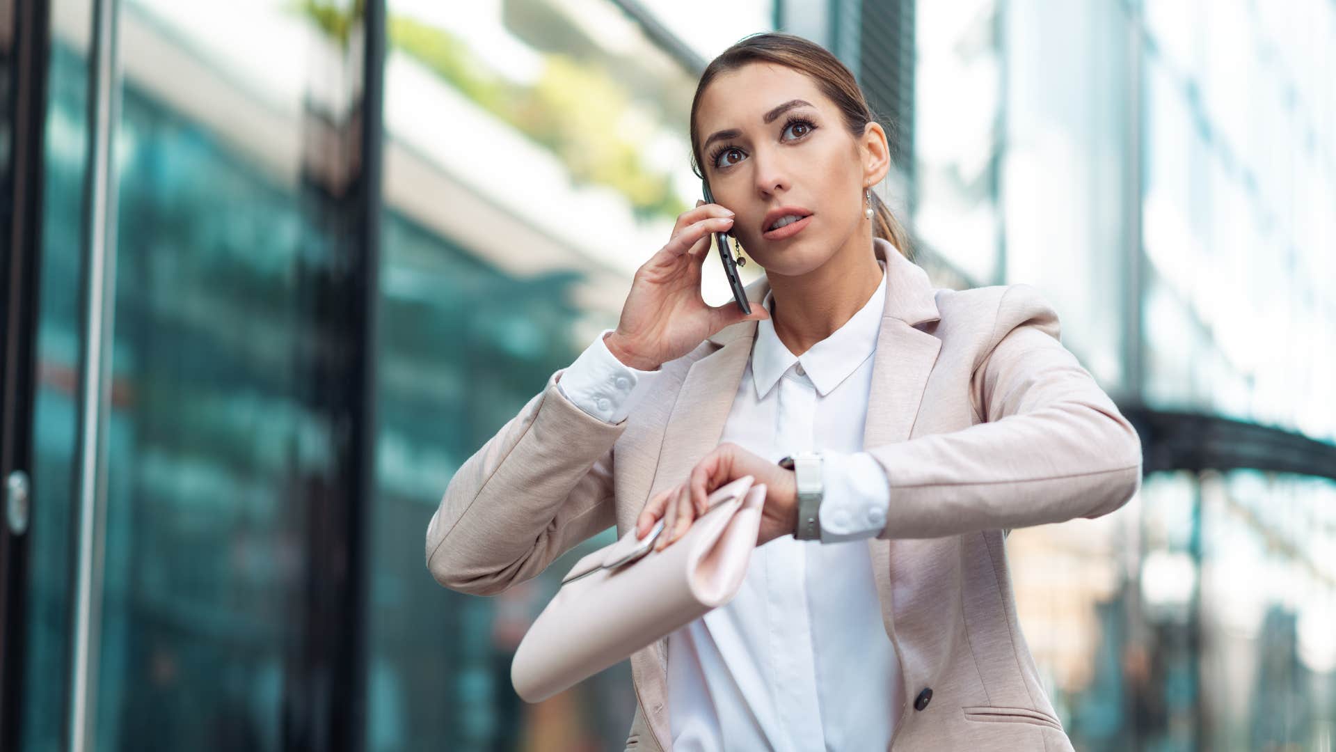 woman rushing to be somewhere