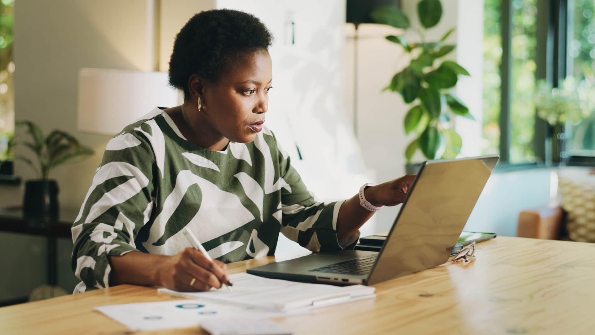 woman running through her entire to-do list at home