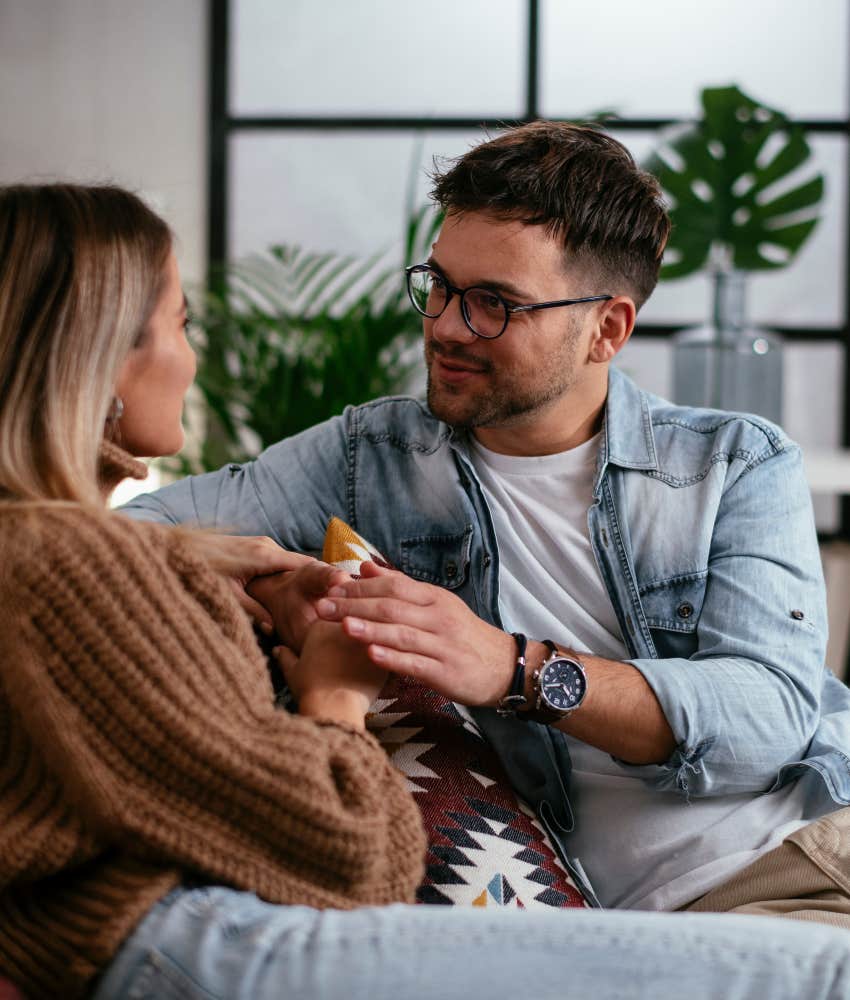 woman talking to partner setting a boundary