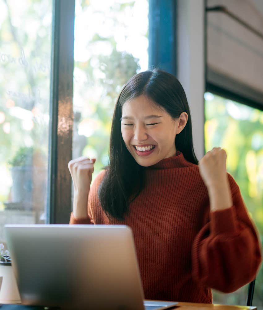 Person increases self-worth by celebrating success