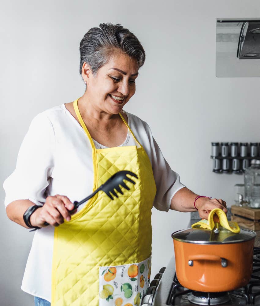 Energetic person makes meal to eat showing habit to avoid burn out