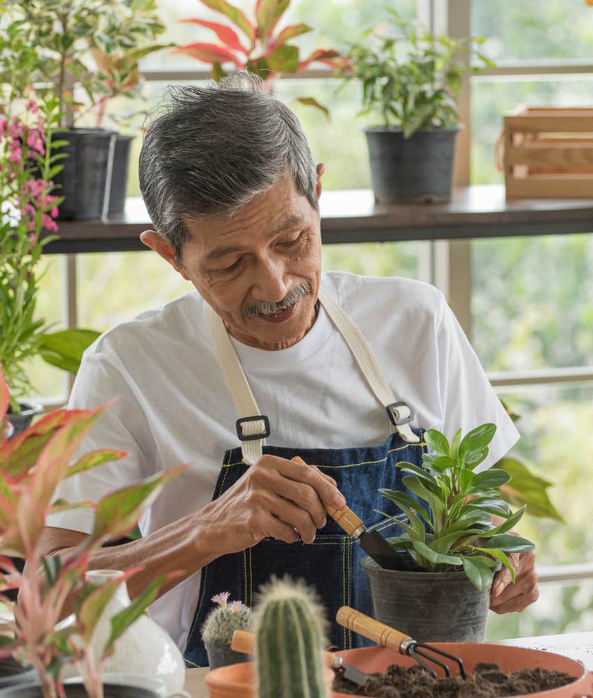 Vibrant person tends plants showing hobbies help to not feel burn out
