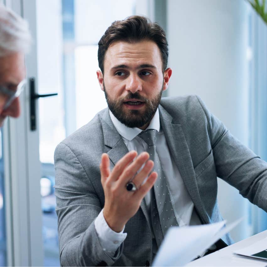 Man using overcomplicated words and language at work.