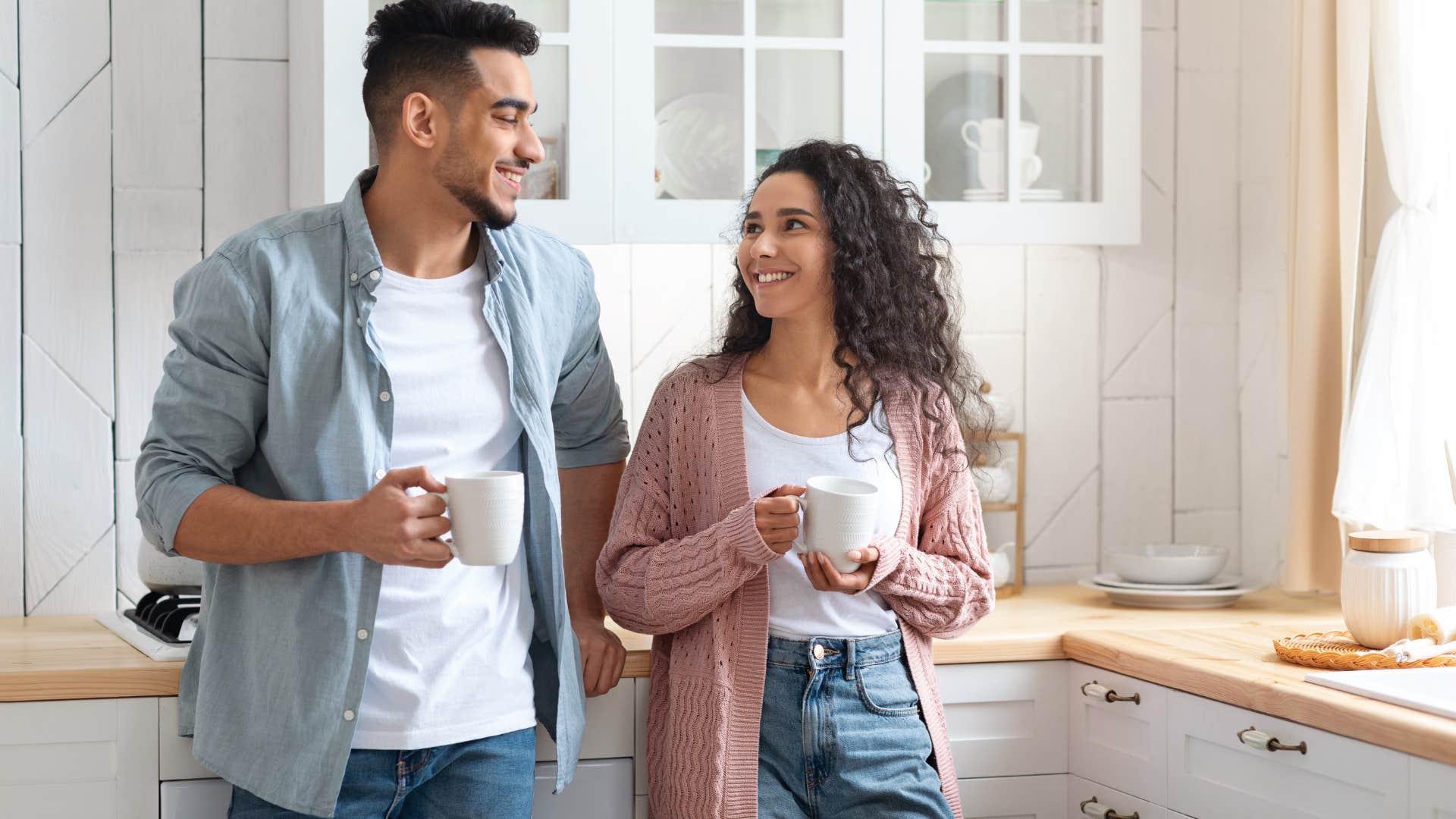 healthy couple talking about tv and movies
