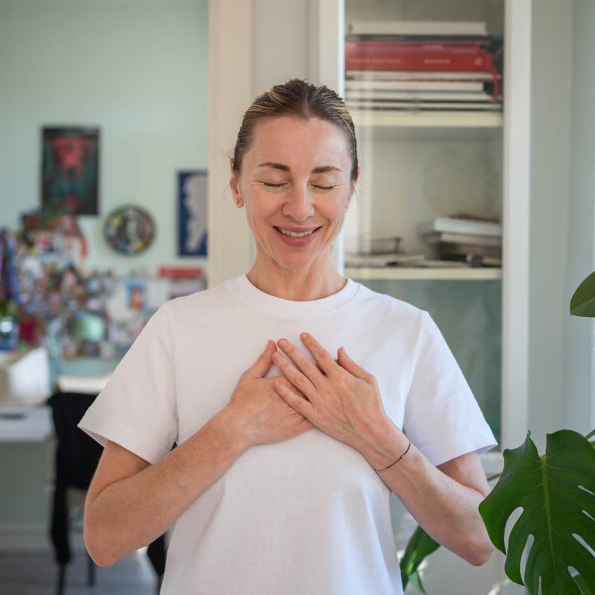 woman who wants to be a happy person as she checks in with herself
