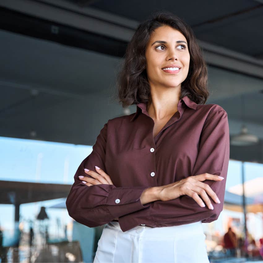 woman who appears more confident by reflecting on past failures that led to success