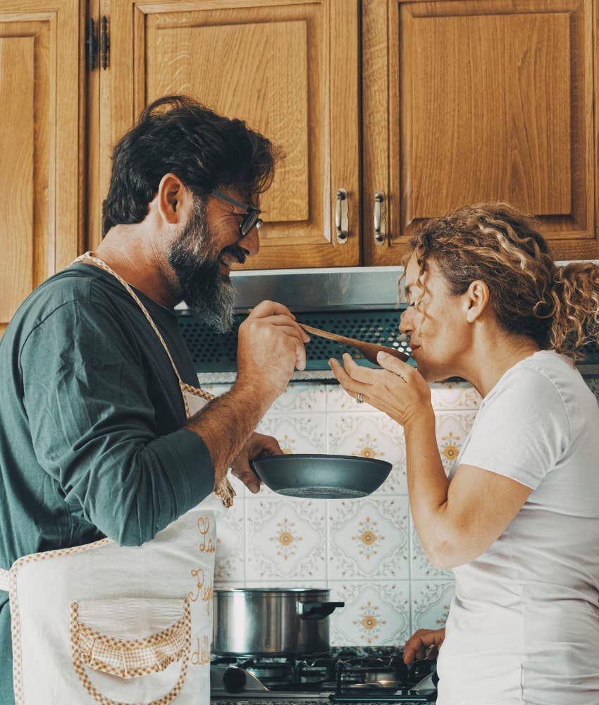 Couple sample food showing simple way to correct overthinking