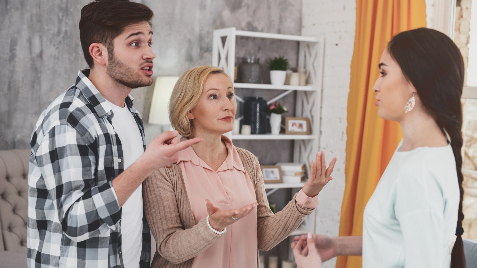 couple who need to avoid talking about divisive subjects to calm tense relationships with in-laws