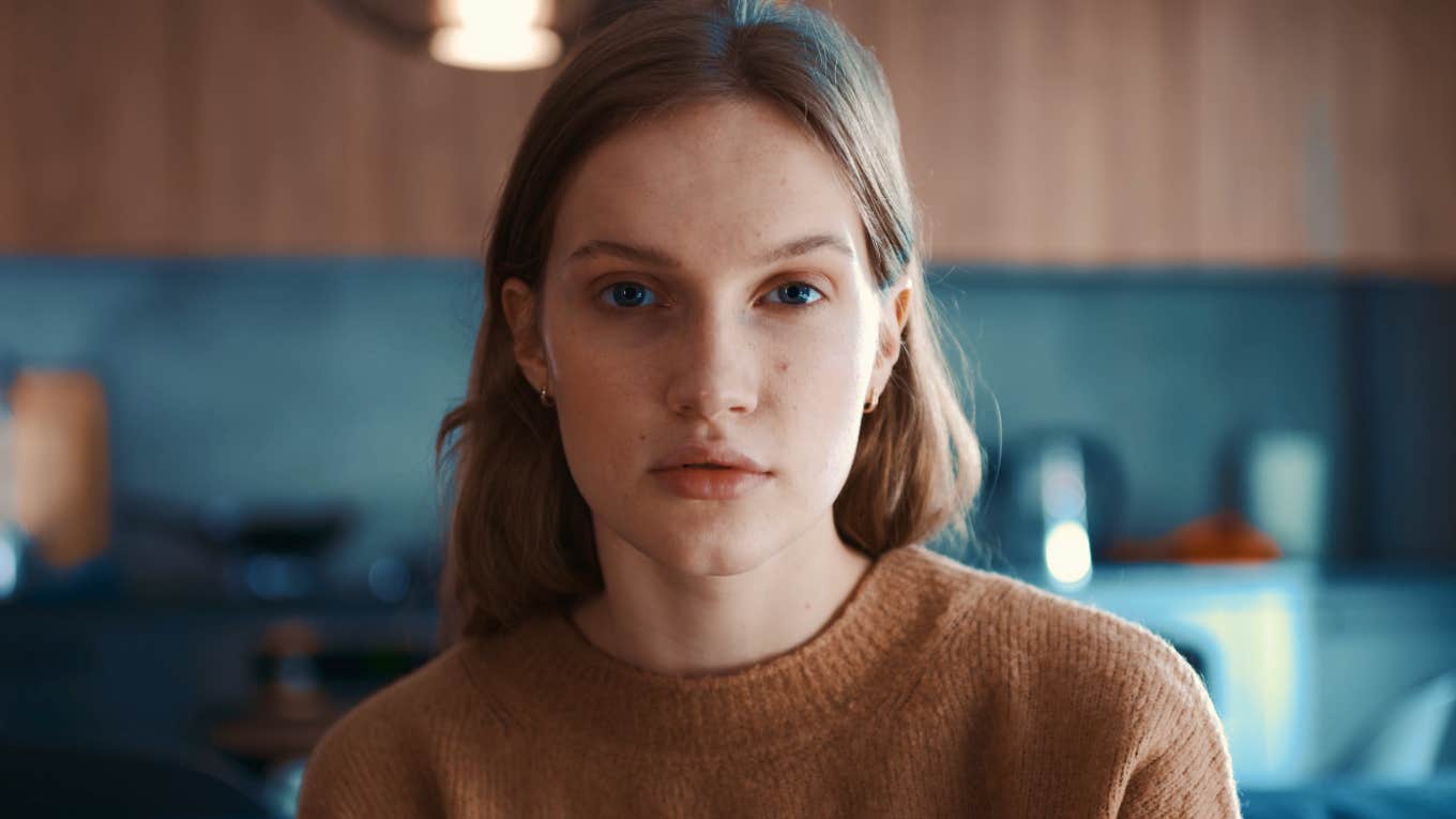 stressed out anxious woman unable to relax at home