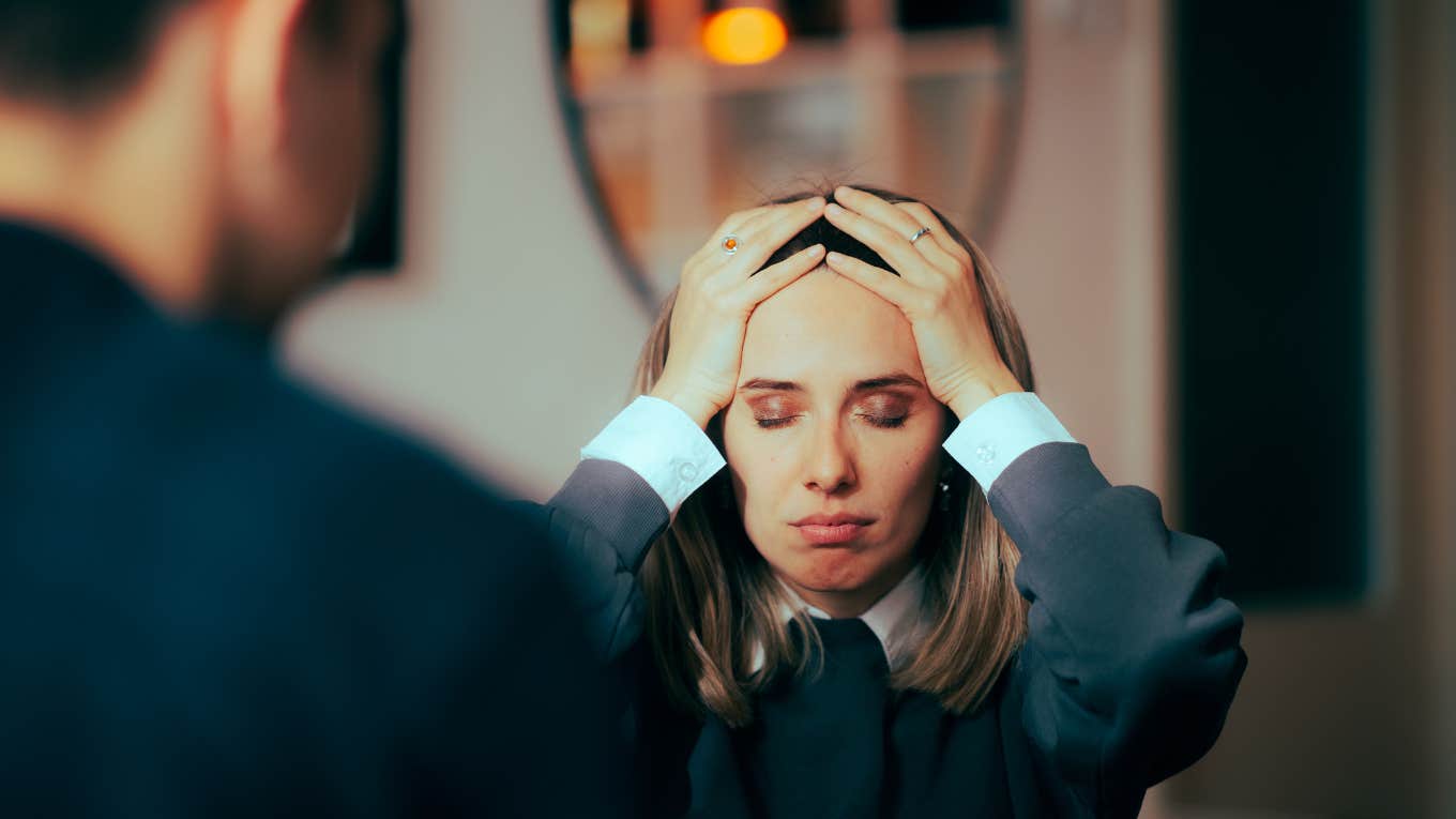 woman upset with partner during argument