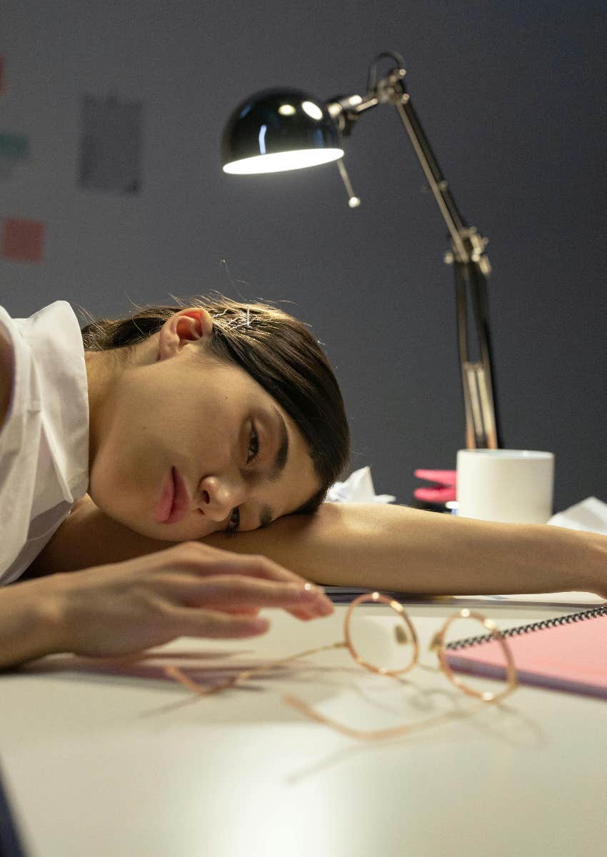 woman who is stressed out at work