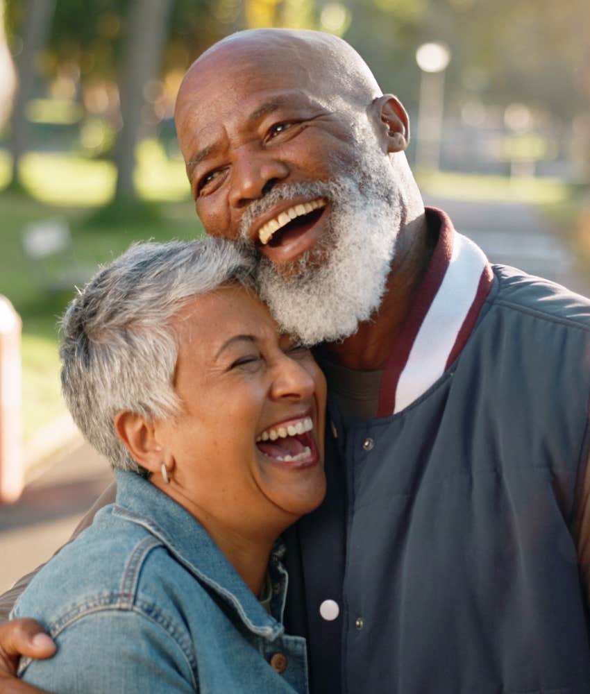 Man in love feels happy and safe