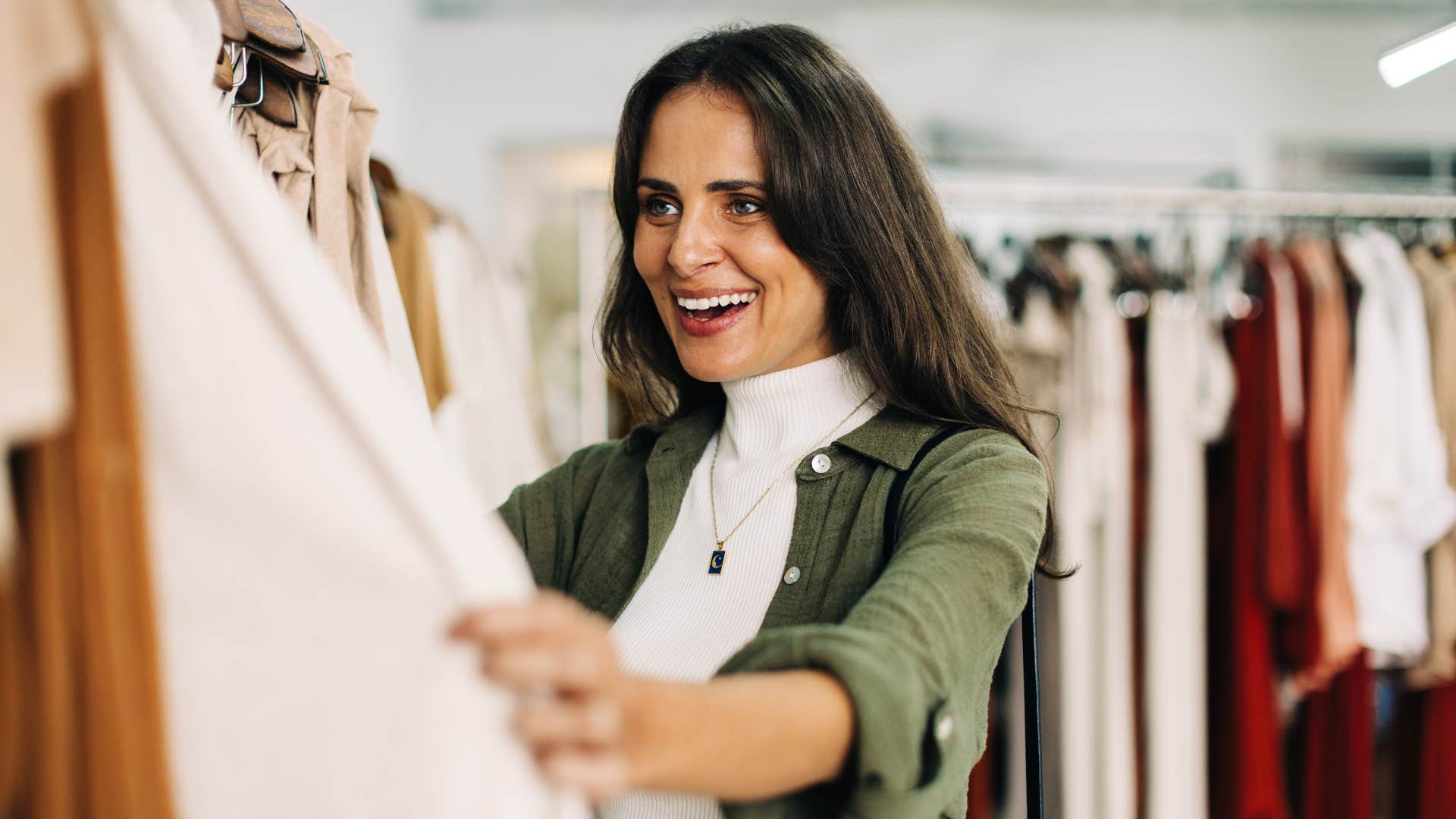 wealthy woman shopping for expensive items