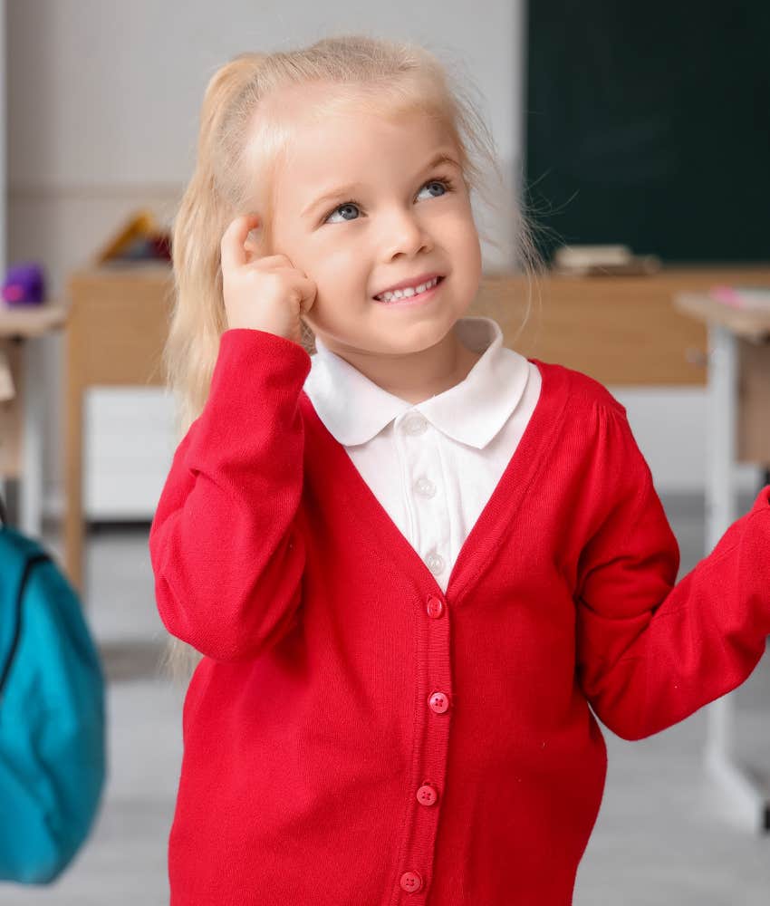 child trying to remember her address